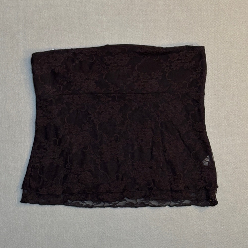 Rebellious Dreamer Black Floral Lace Tube Top‎ XL Strapless Lined Y2K Whimsigoth